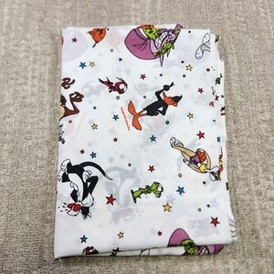 Vintage SPACE JAM Looney Tunes Bugs Daffy Warner Bros Twin FLAT SHEET 1996 90s
